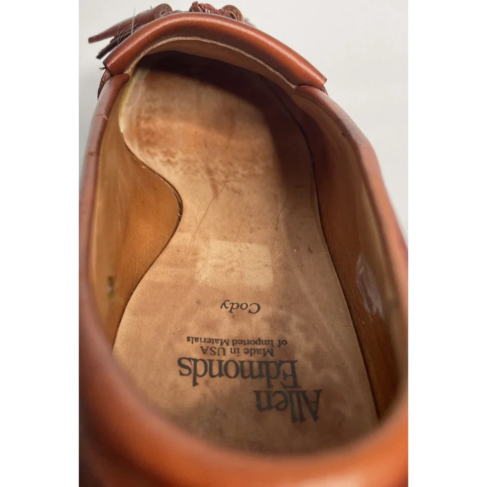 ALLEN‎ EDMONDS CODY Kiltie Tassel Loafers 9.5 D Brown Woven Leather Men's Shoes